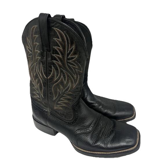 Ariat Rebel Black Leather Square Toe Western Roper Cowboy Boots Mens US 13D main image 8